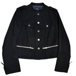 Burberry London Military Jacket Womens Size 14 Black EUC Cropped Italy NO Flaws